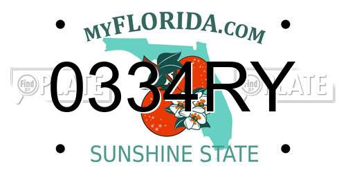 0334RY Florida License Plate