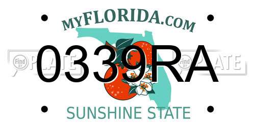 0339RA Florida License Plate