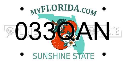 033QAN Florida License Plate