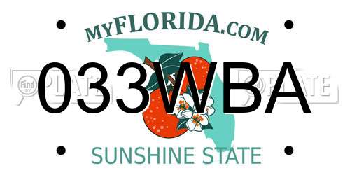 033WBA Florida License Plate