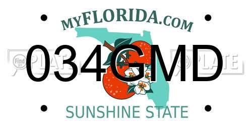 034GMD Florida License Plate