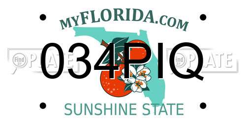 034PIQ Florida License Plate