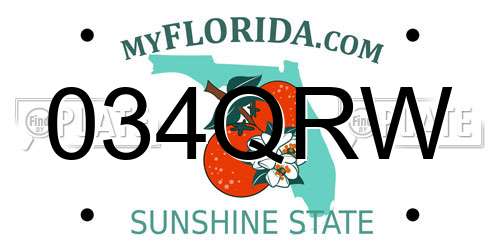 034QRW Florida License Plate