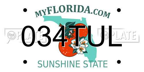 034TUL Florida License Plate