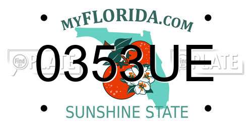 0353UE Florida License Plate