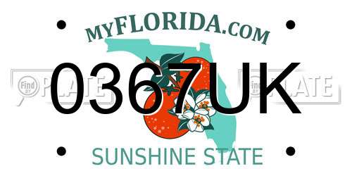 0367UK Florida License Plate