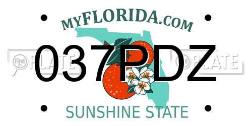 037PDZ Florida License Plate