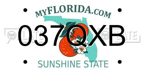 037QXB Florida License Plate