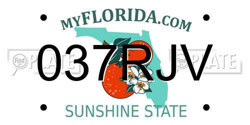 037RJV Florida License Plate
