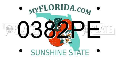 0382PE Florida License Plate