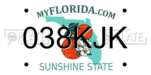 038KJK Florida License Plate