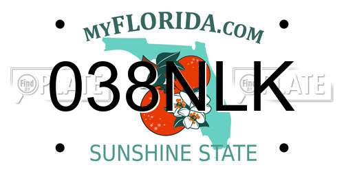 038NLK Florida License Plate
