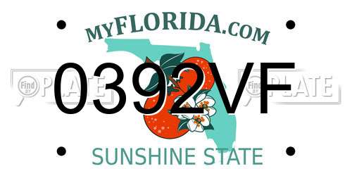 0392VF Florida License Plate