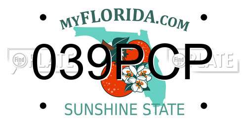 039PCP Florida License Plate