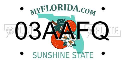 03AAFQ Florida License Plate