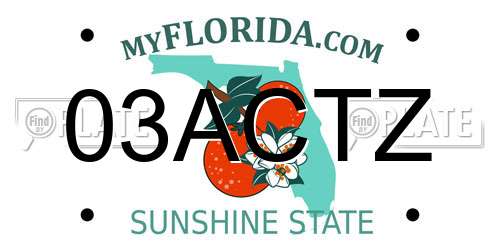 03ACTZ Florida License Plate