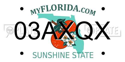 03AXQX Florida License Plate