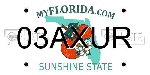 03AXUR Florida License Plate