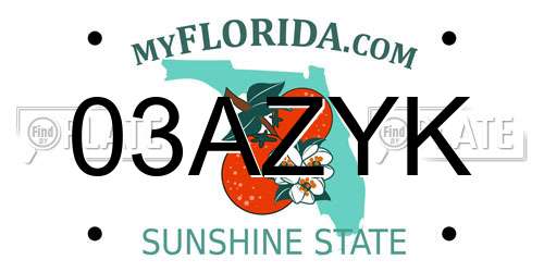 03AZYK Florida License Plate