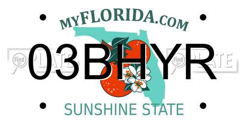 03BHYR Florida License Plate