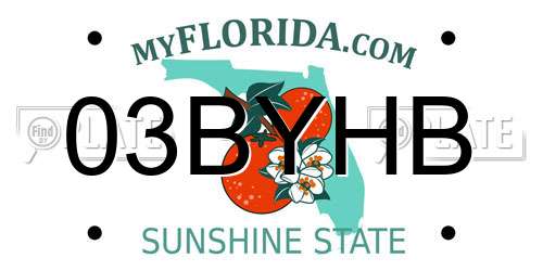 03BYHB Florida License Plate