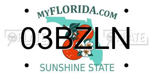 03BZLN Florida License Plate