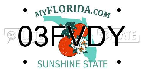 03FVDY Florida License Plate
