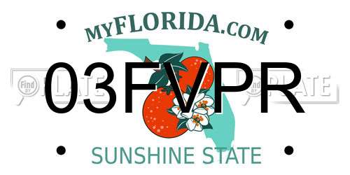 03FVPR Florida License Plate