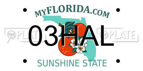 03HAL Florida License Plate