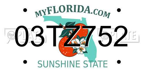 03TZ752 Florida License Plate