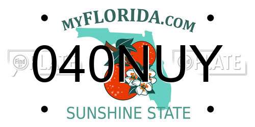 040NUY Florida License Plate