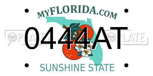 0444AT Florida License Plate