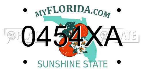 0454XA Florida License Plate