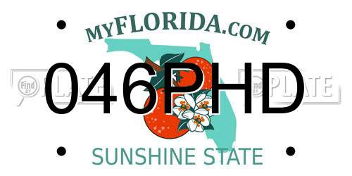 046PHD Florida License Plate