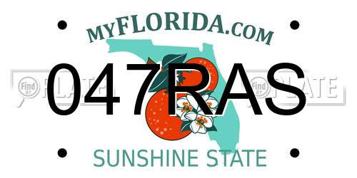 047RAS Florida License Plate