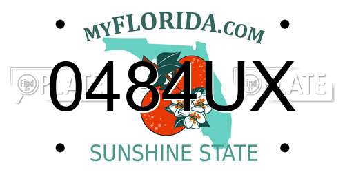 0484UX Florida License Plate