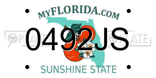 0492JS Florida License Plate