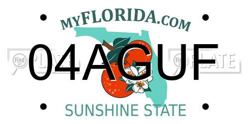 04AGUF Florida License Plate