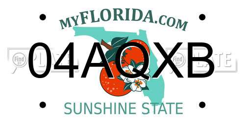 04AQXB Florida License Plate