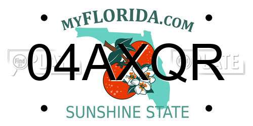 04AXQR Florida License Plate