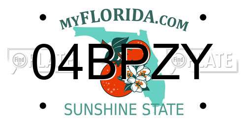 04BPZY Florida License Plate