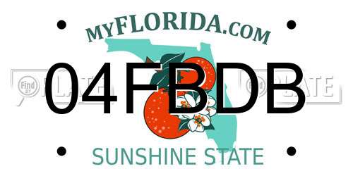 04FBDB Florida License Plate