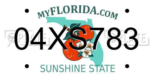 04XS783 Florida License Plate
