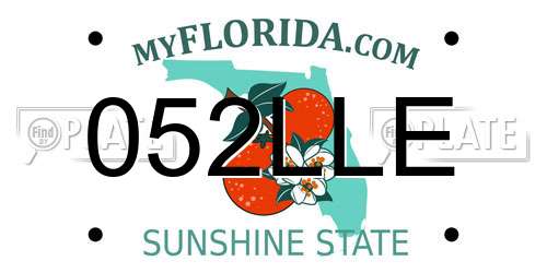 052LLE Florida License Plate
