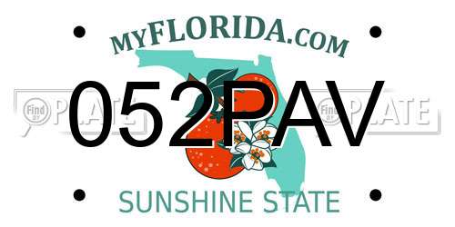 052PAV Florida License Plate
