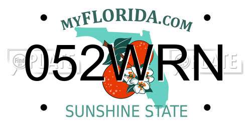052WRN Florida License Plate