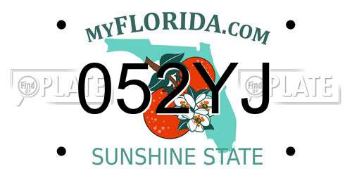 052YJ Florida License Plate