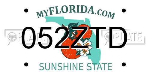 052ZTD Florida License Plate