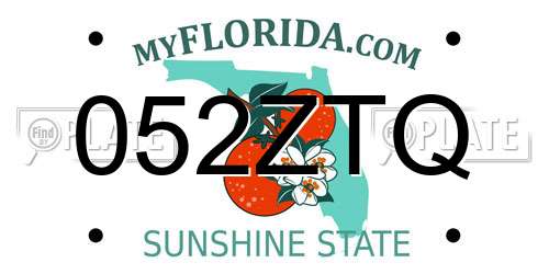 052ZTQ Florida License Plate