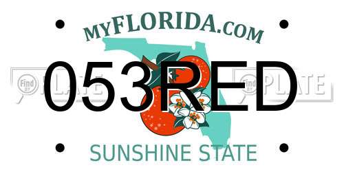053RED Florida License Plate